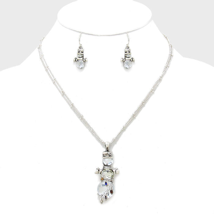 iLLASPARKZ Ctystal Snowman Pendant Necklace
