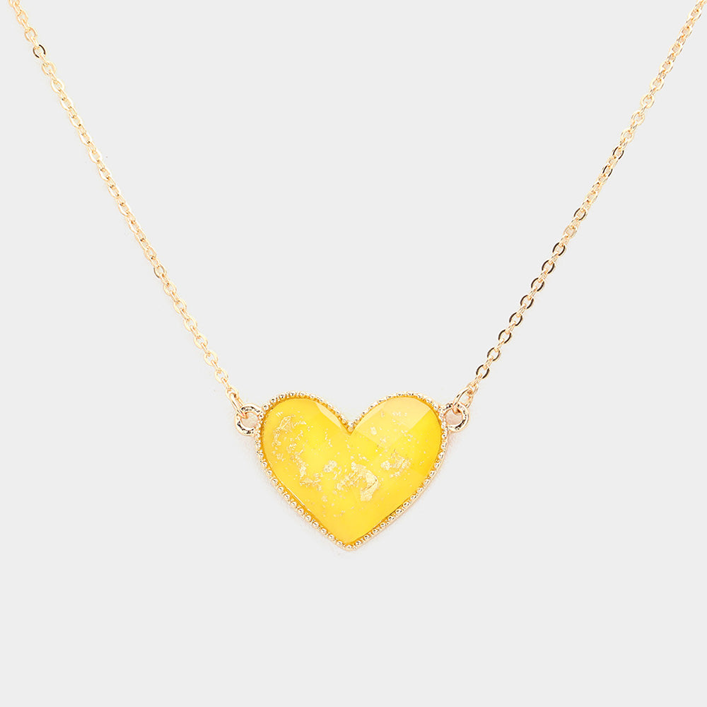 iLLASPARKZ Gold Foil Detailed Heart Pendant Necklace