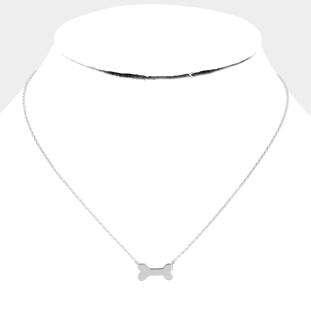 iLLASPARKZ White Gold Dipped Dog Bone Pendant Necklace