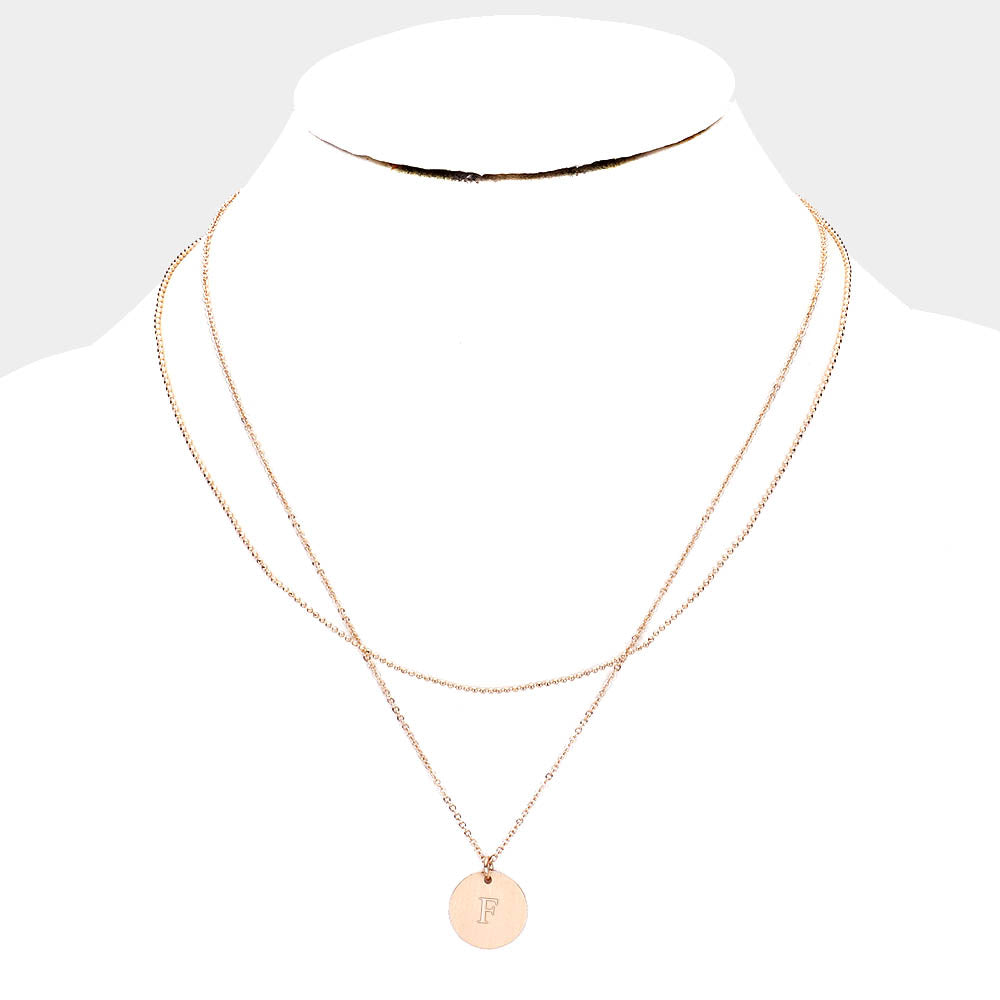 iLLASPARKZ -F- Initial Monogram Round Metal Pendant Necklace