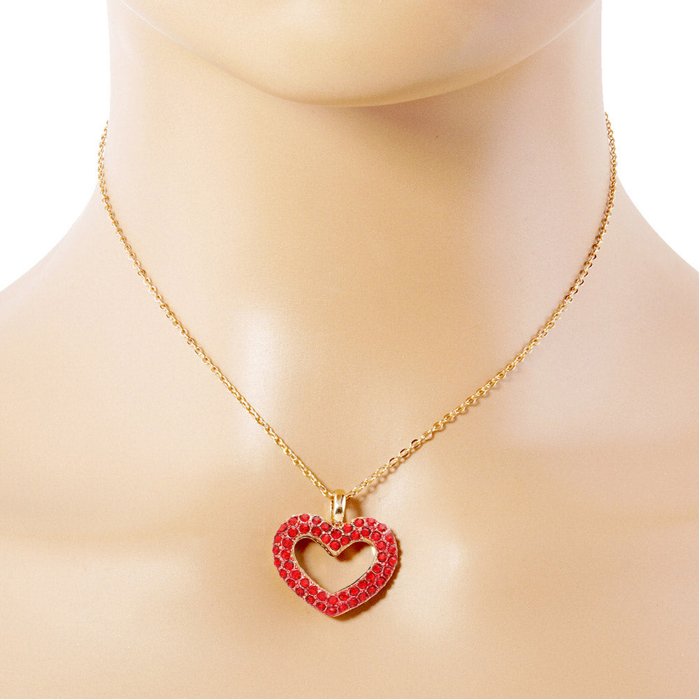 iLLASPARKZ Rhinestone Embellished Open Heart Pendant Necklace