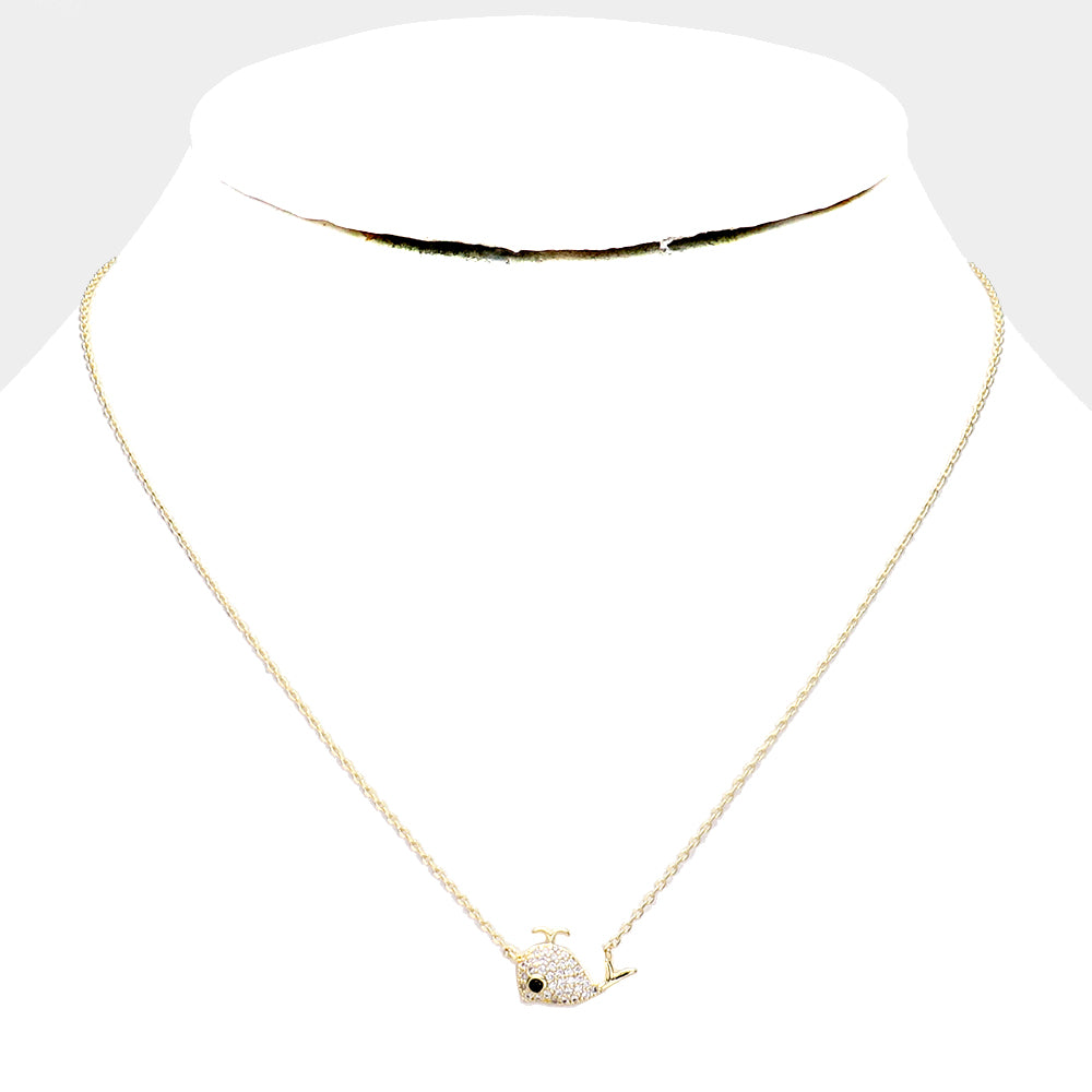 iLLASPARKZ Gold Dipped Cubic Zirconia Dolphin Pendant Necklace