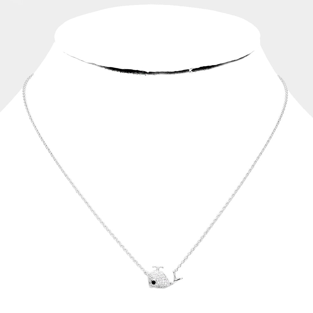 iLLASPARKZ White Gold Dipped Cubic Zirconia Dolphin Pendant Necklace