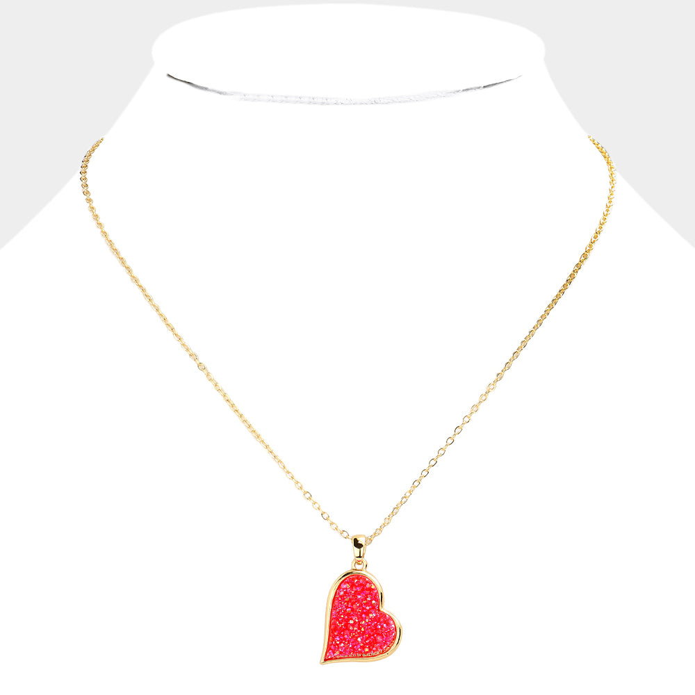 iLLASPARKZ Druzy Heart Pendant Necklace