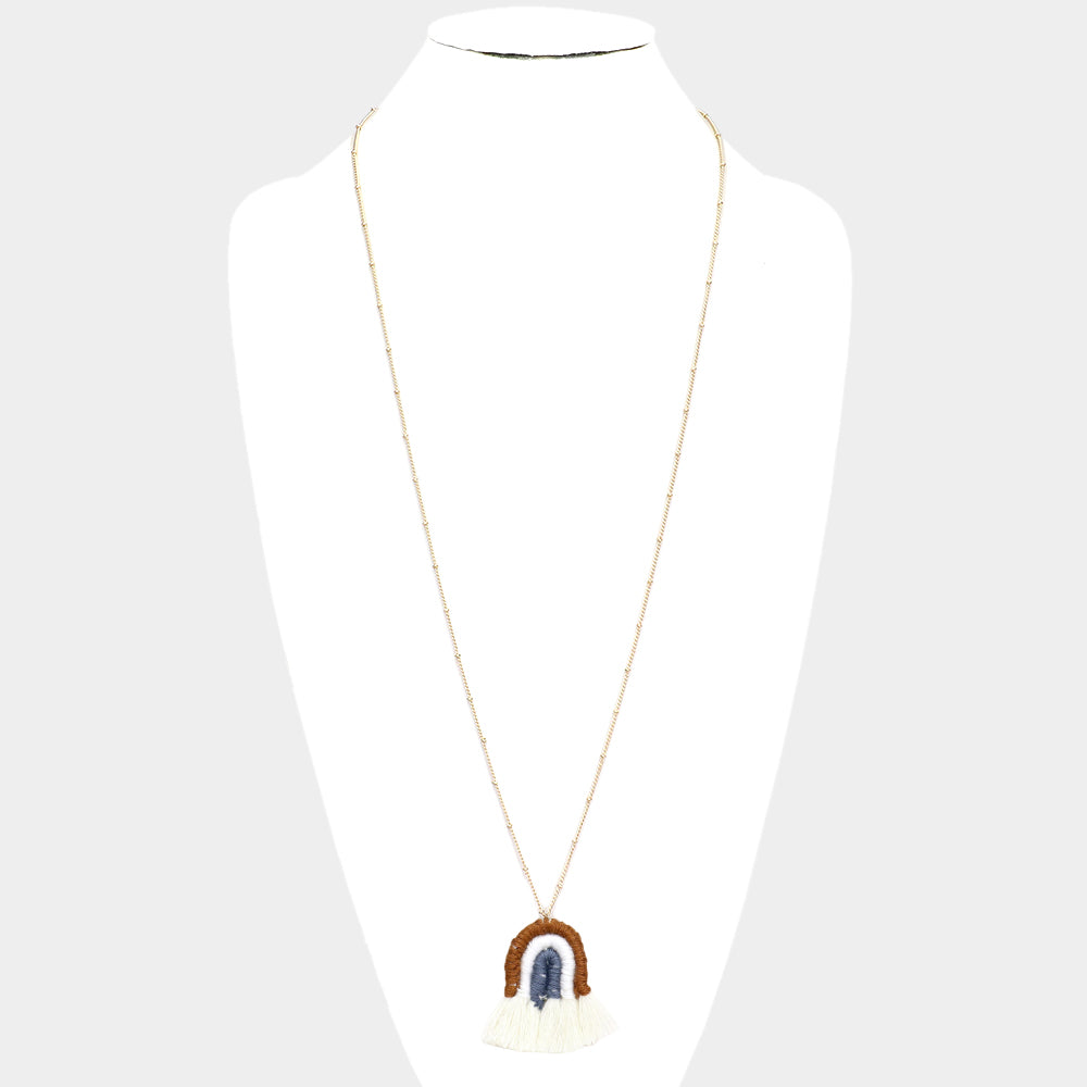 iLLASPARKZ Thread Wrapped Pointed Tassel Pendant Long Necklace