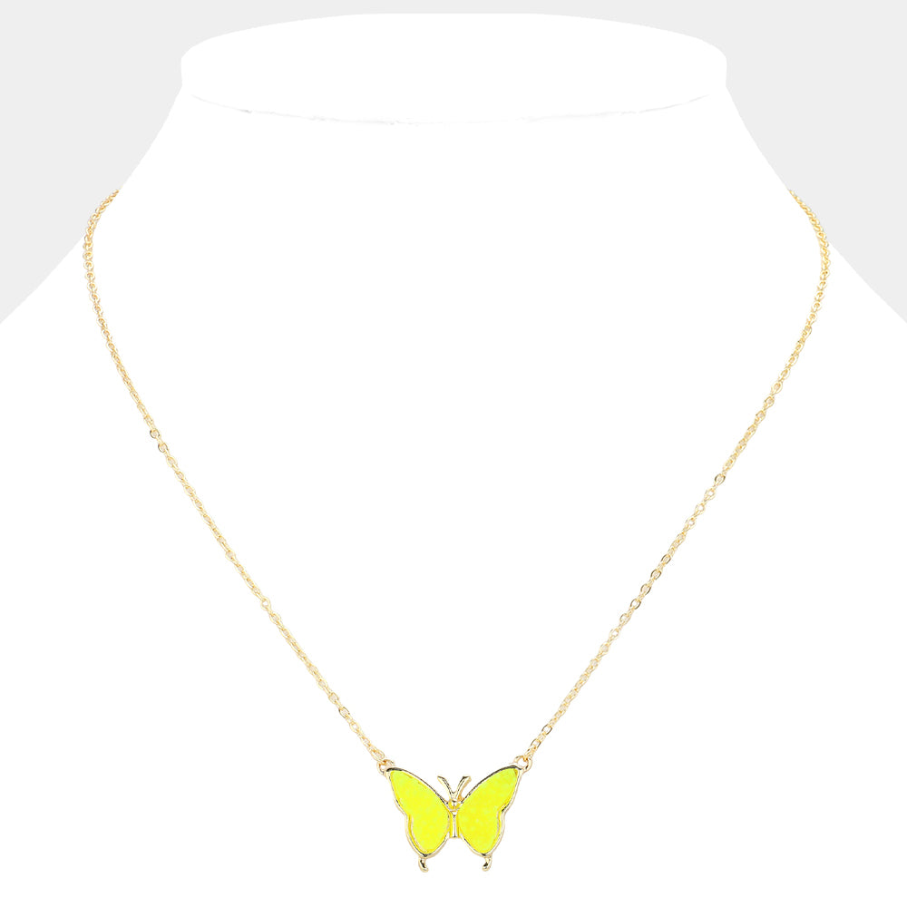 iLLASPARKZ Butterfly Druzy Pendant Necklace