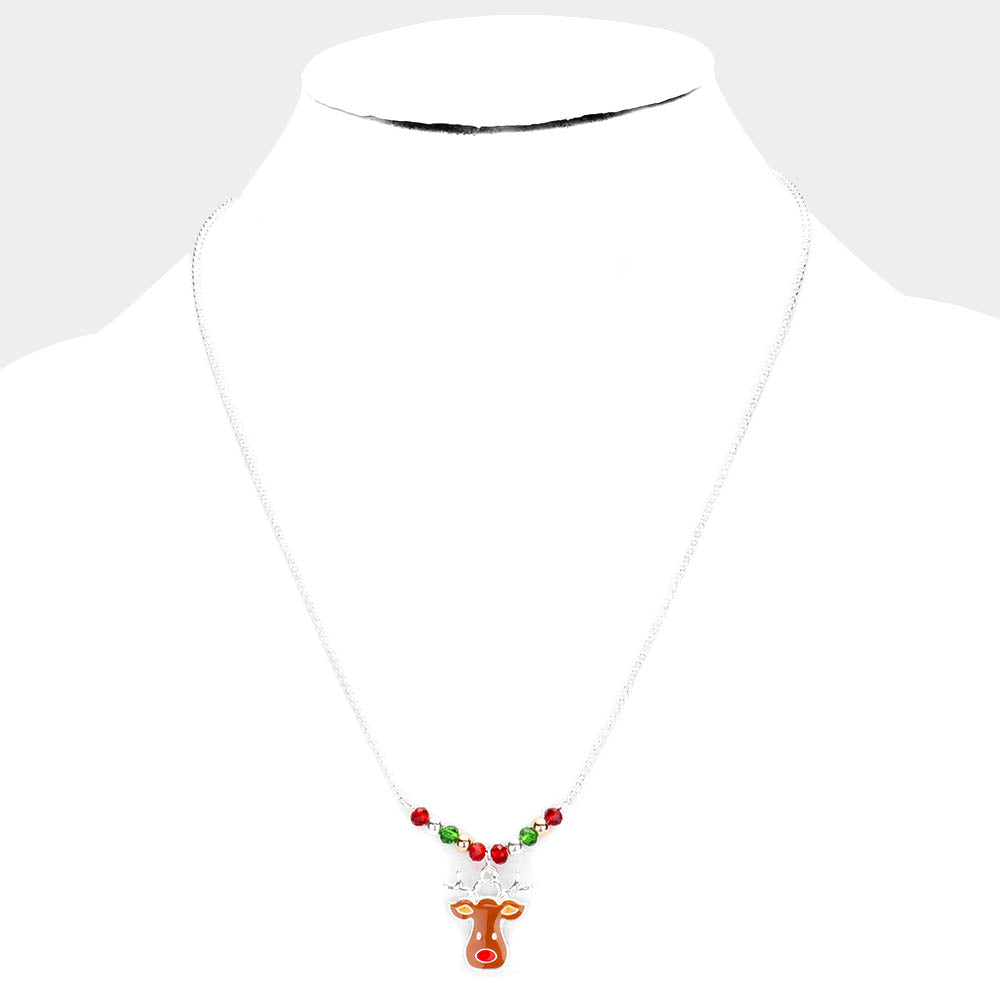 iLLASPARKZ Enamel Christmas Rudolph Pendant Necklace