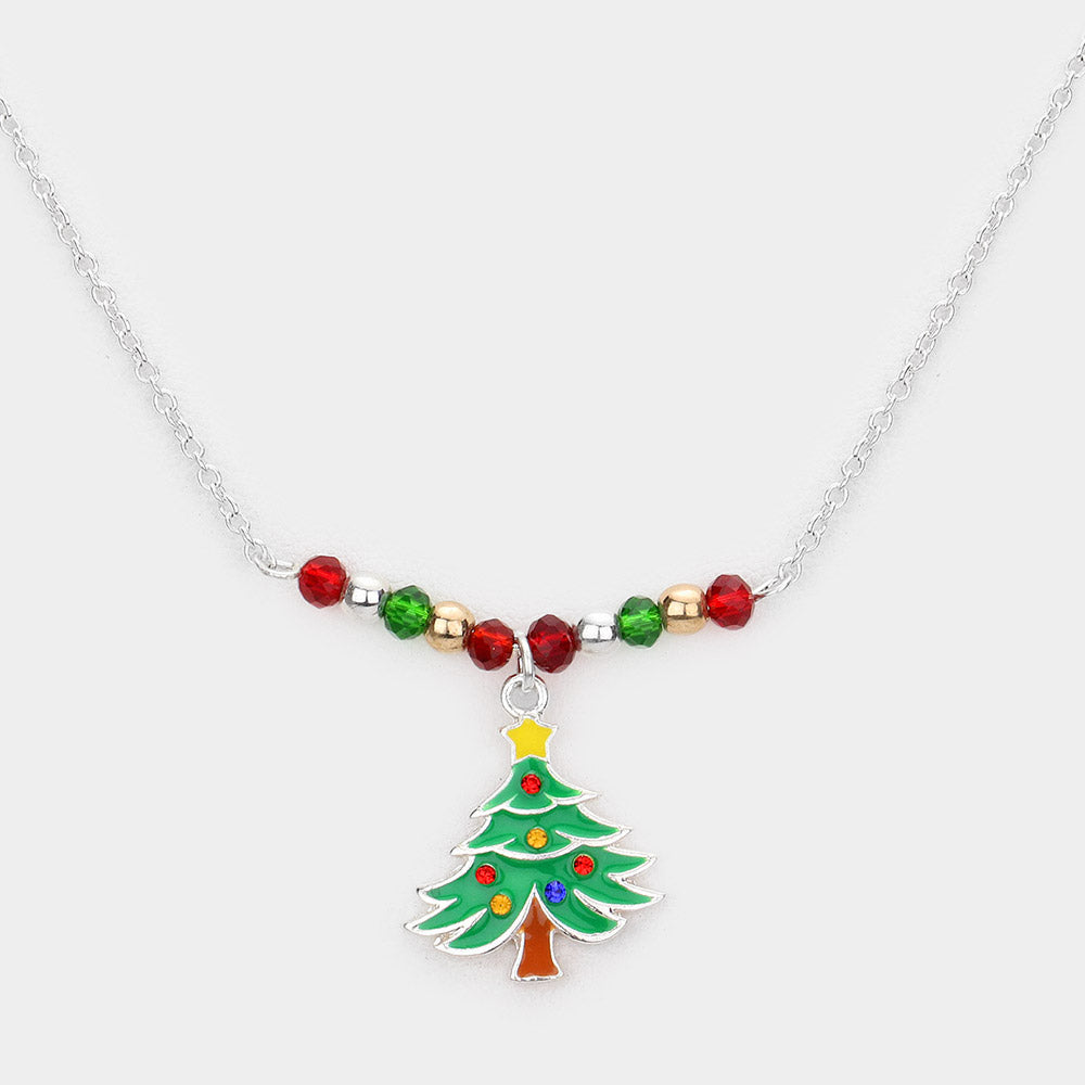 iLLASPARKZ Enamel Christmas Tree Pendant Necklace