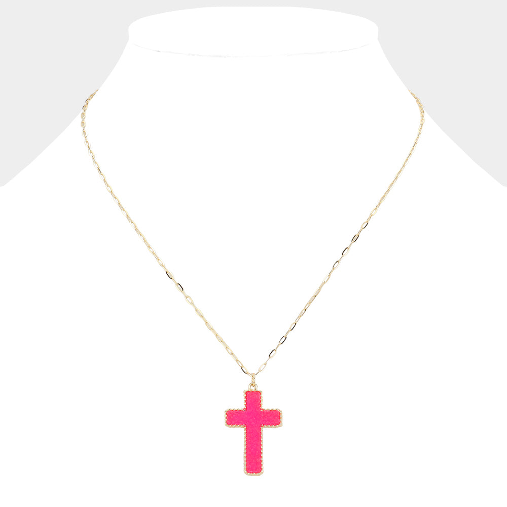 iLLASPARKZ Druzy Cross Pendant Necklace
