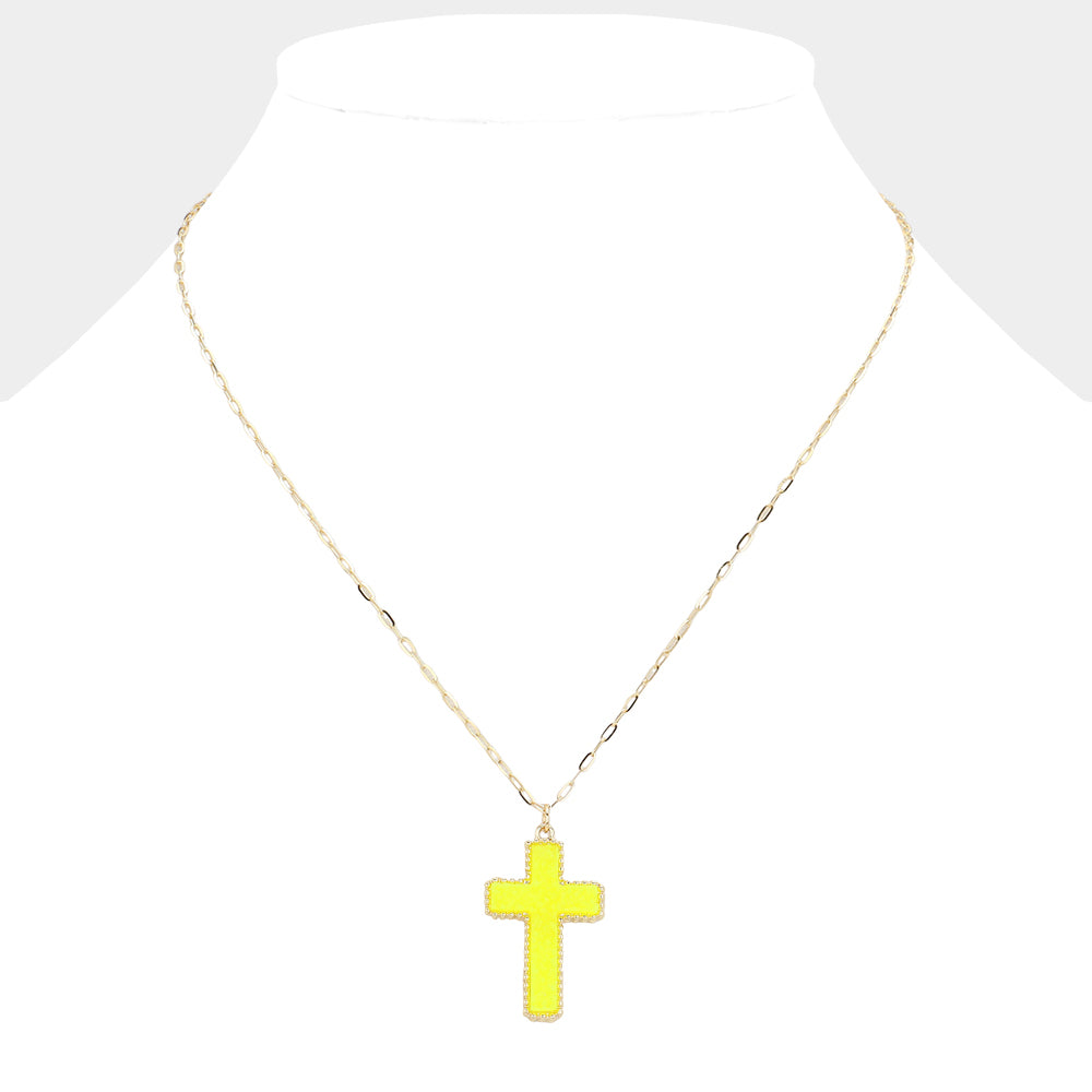 iLLASPARKZ Druzy Cross Pendant Necklace