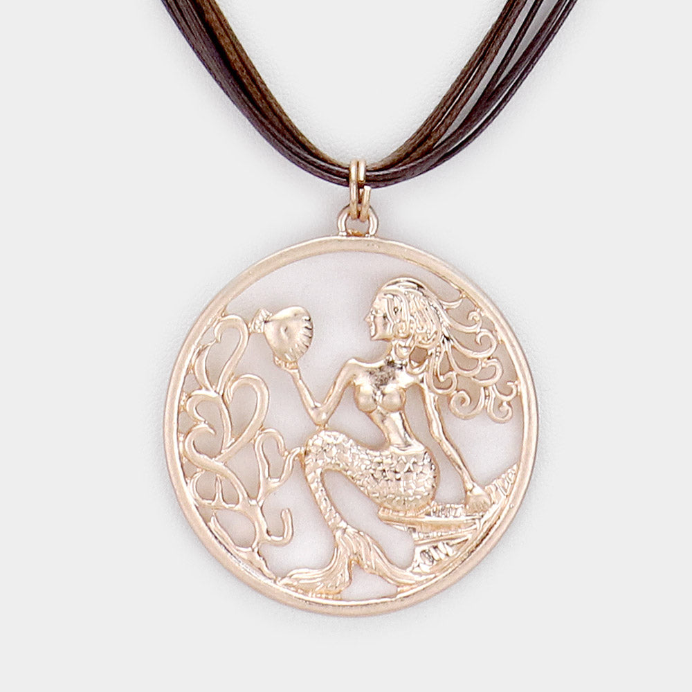 iLLASPARKZ Mermaid Cut Out Metal Pendant Necklace