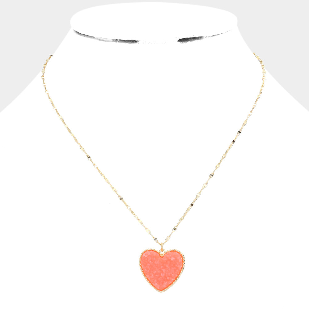 iLLASPARKZ Druzy Heart Pendant Necklace