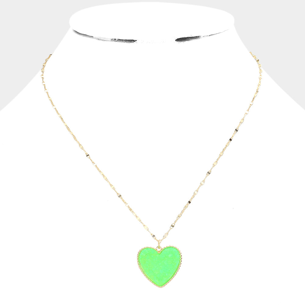 iLLASPARKZ Druzy Heart Pendant Necklace