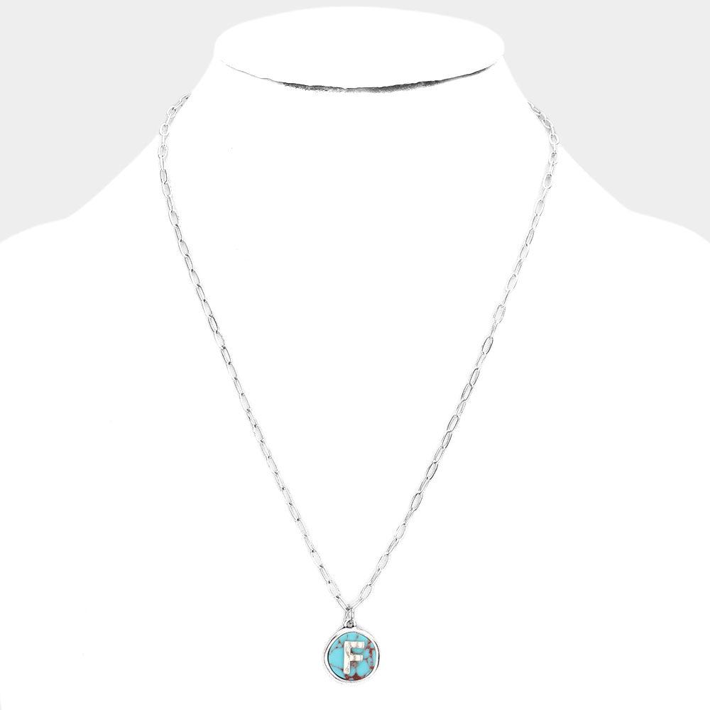 iLLASPARKZ -F- Monogram Turquoise Pendant Necklace