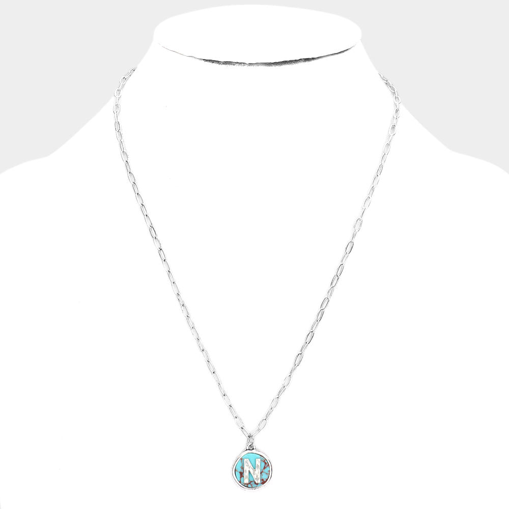 iLLASPARKZ -N- Initial Monogram Turquoise Pendant Necklace