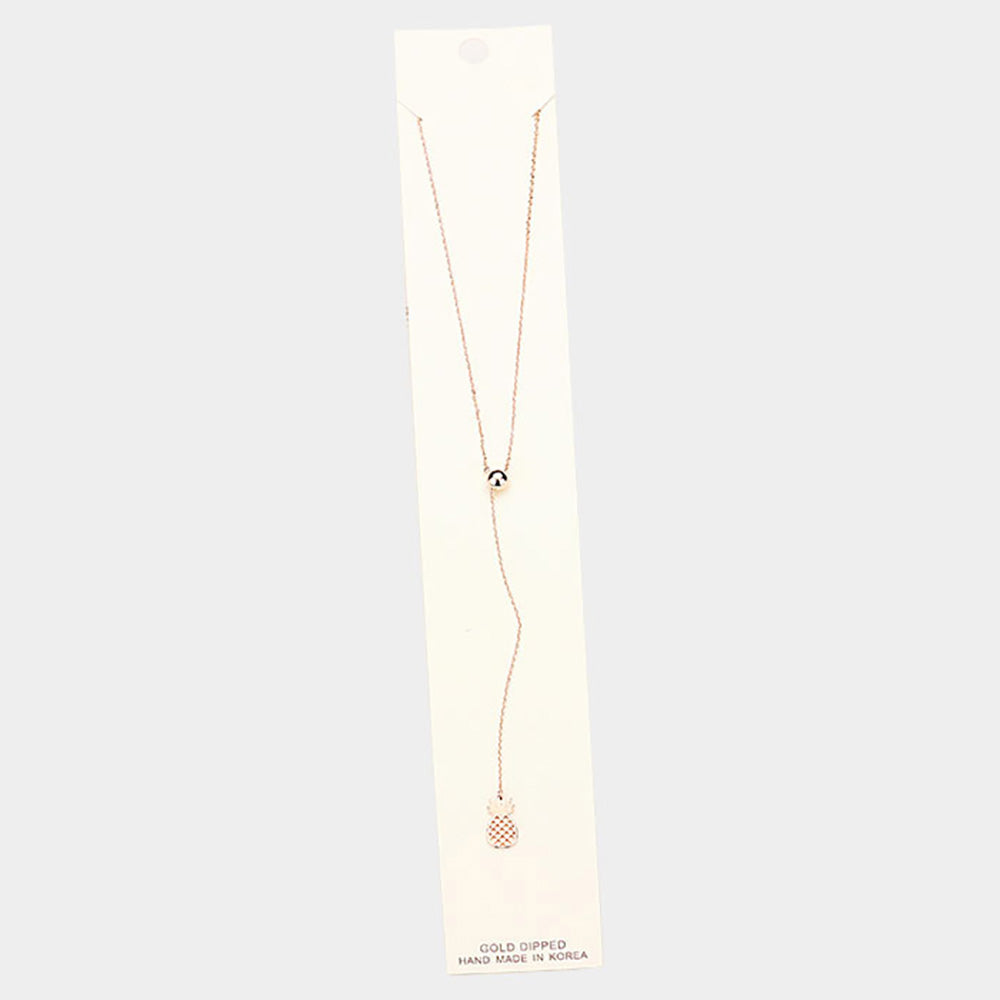 iLLASPARKZ Gold Dipped Metal Pineapple Drop Pendant Y Necklace
