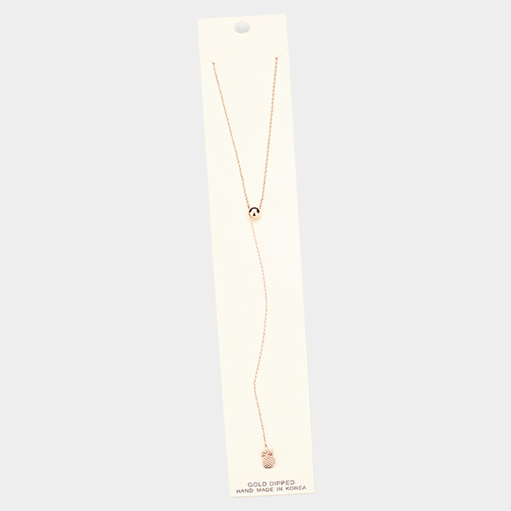 iLLASPARKZ Gold Dipped Drop Metal Pineapple Pendant Y Necklace