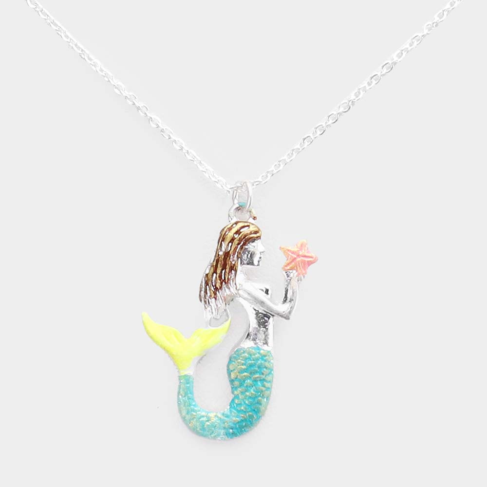 iLLASPARKZ Colored Metal Mermaid Pendant Necklace