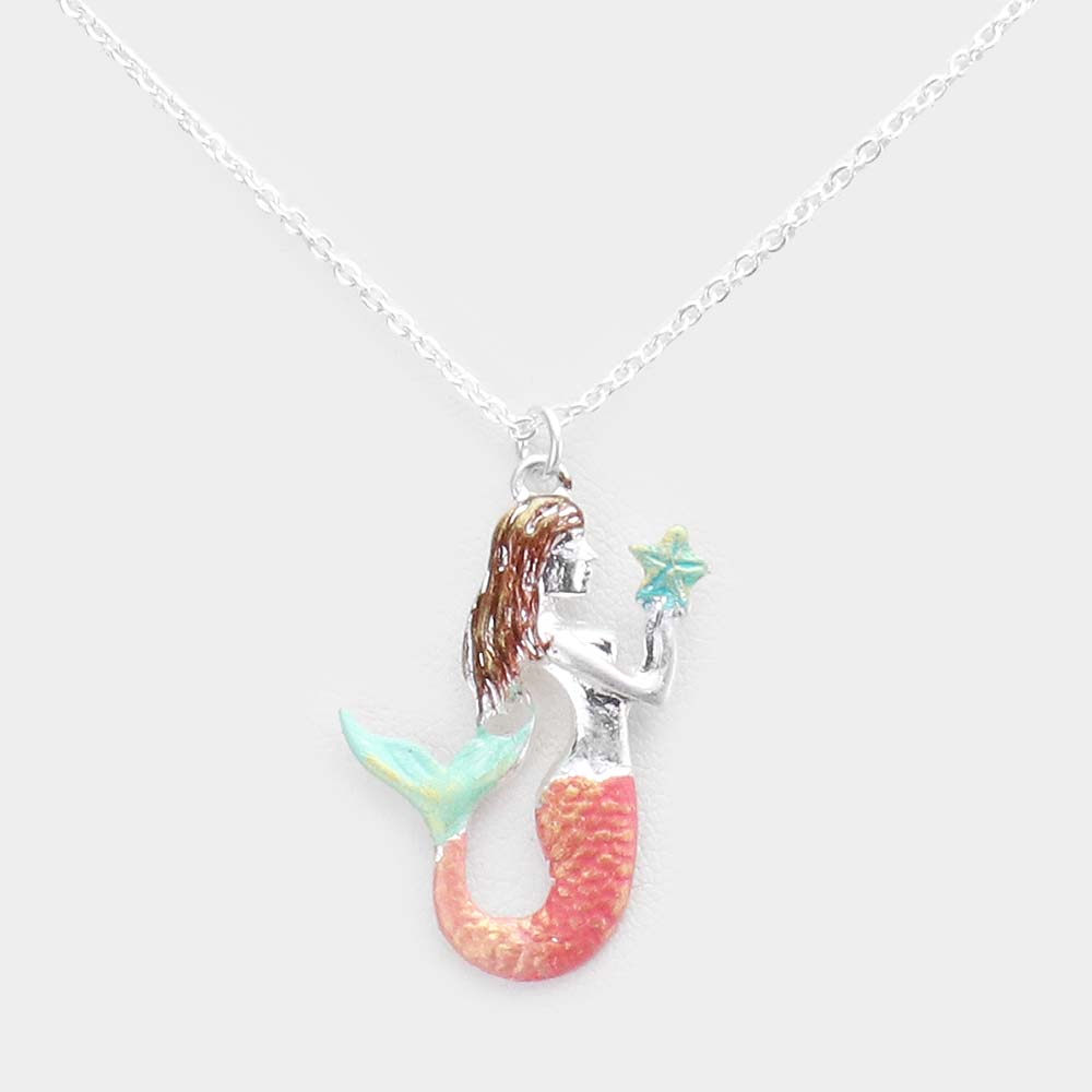 iLLASPARKZ Colored Metal Mermaid Pendant Necklace