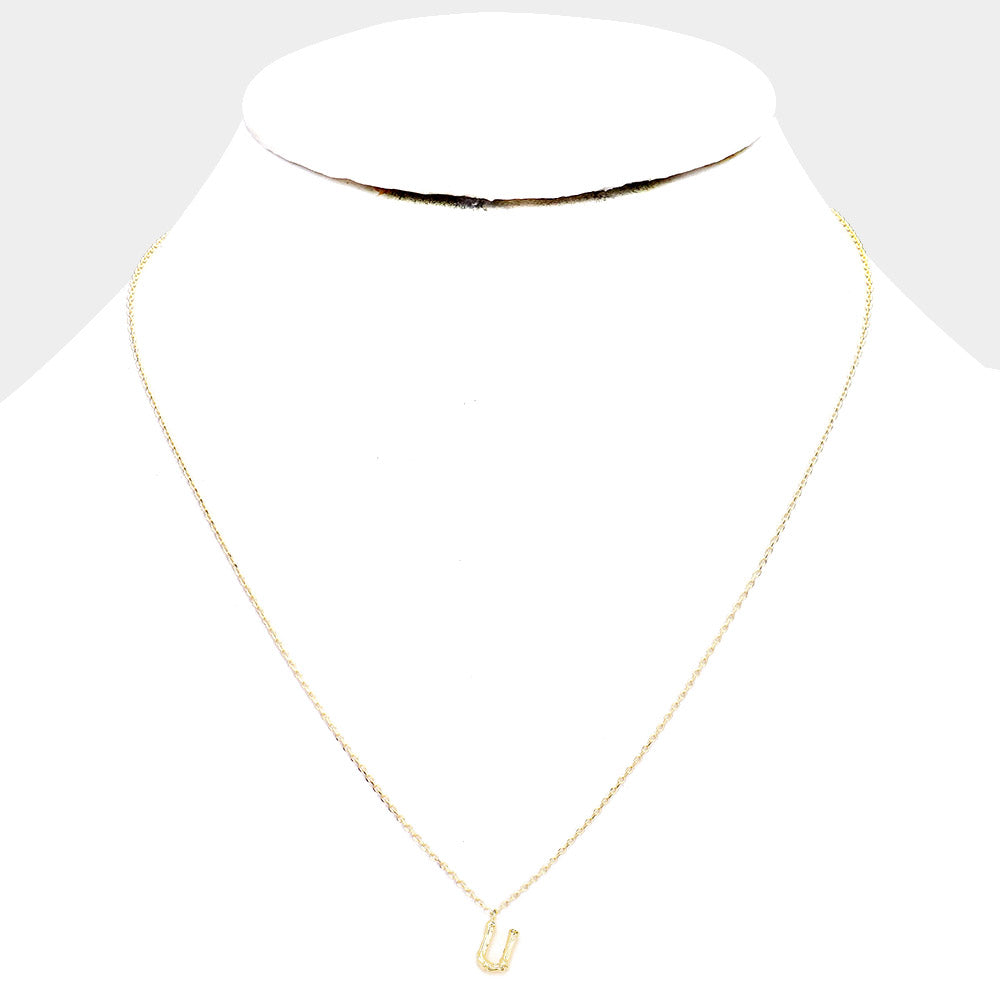 iLLASPARKZ -U- Gold Dipped Initial Monogram Metal Pendant Necklace