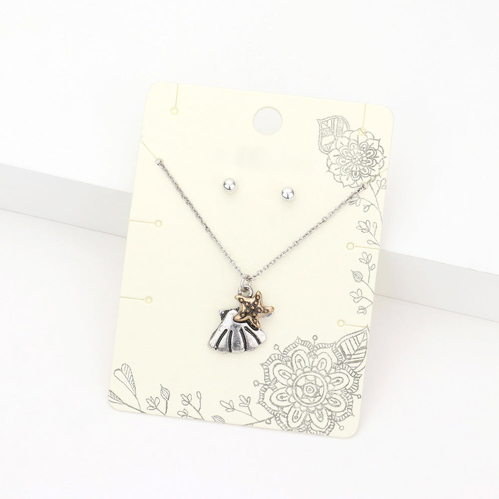 iLLASPARKZ Metal Shell Starfish Pendant Necklace