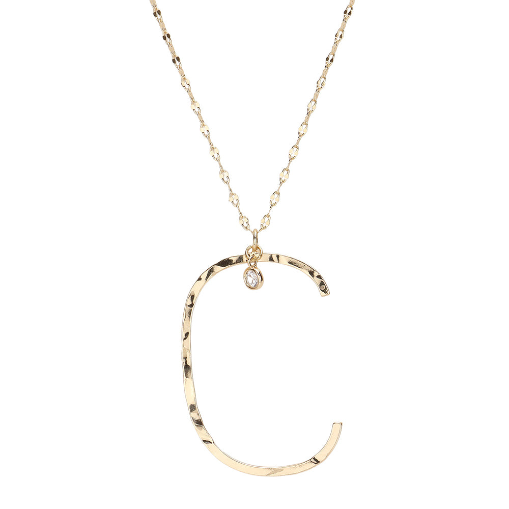 iLLASPARKZ -C- Initial Monogram Brass Metal Pendant Necklace