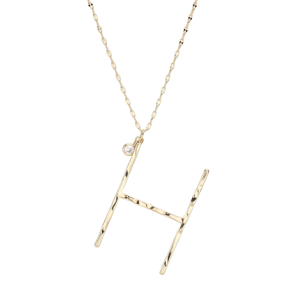 iLLASPARKZ -H- Monogram Brass Metal Pendant Necklace