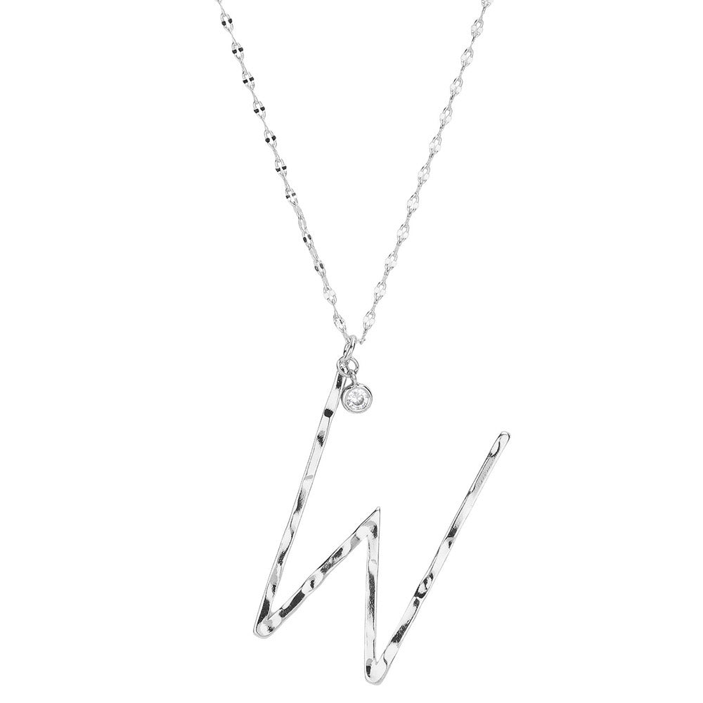 iLLASPARKZ -W- Monogram Brass Metal Pendant Necklace