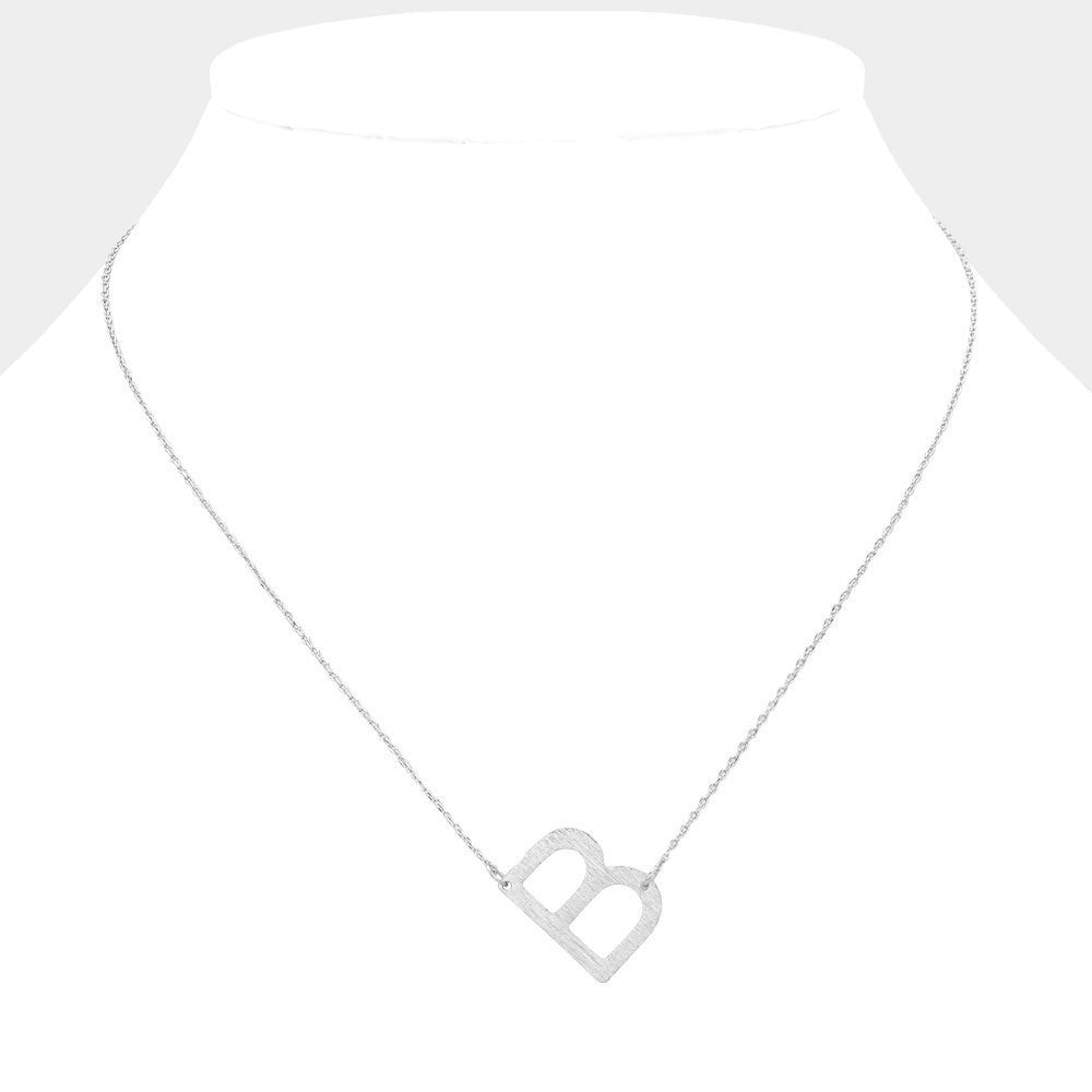 iLLASPARKZ -B- White Gold Dipped Initial Monogram Pendant Necklace