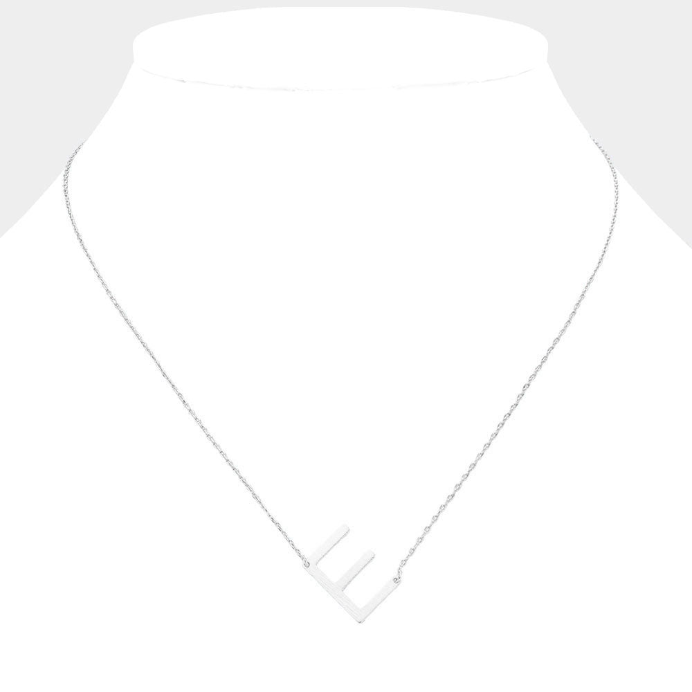 iLLASPARKZ -E- White Gold Dipped Initial Monogram Pendant Necklace