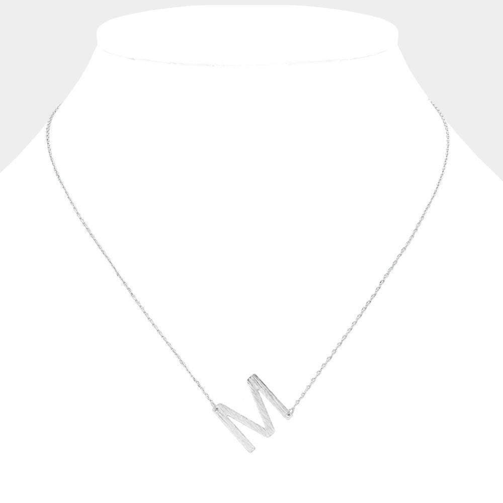 iLLASPARKZ -M- White Gold Dipped Initial Monogram Pendant Necklace