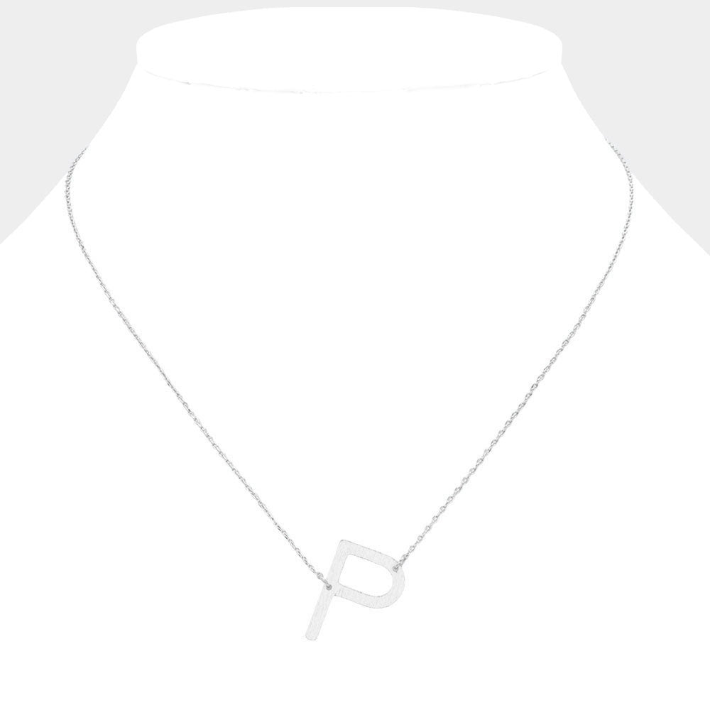 iLLASPARKZ -P- White Gold Dipped Initial Monogram Pendant Necklace