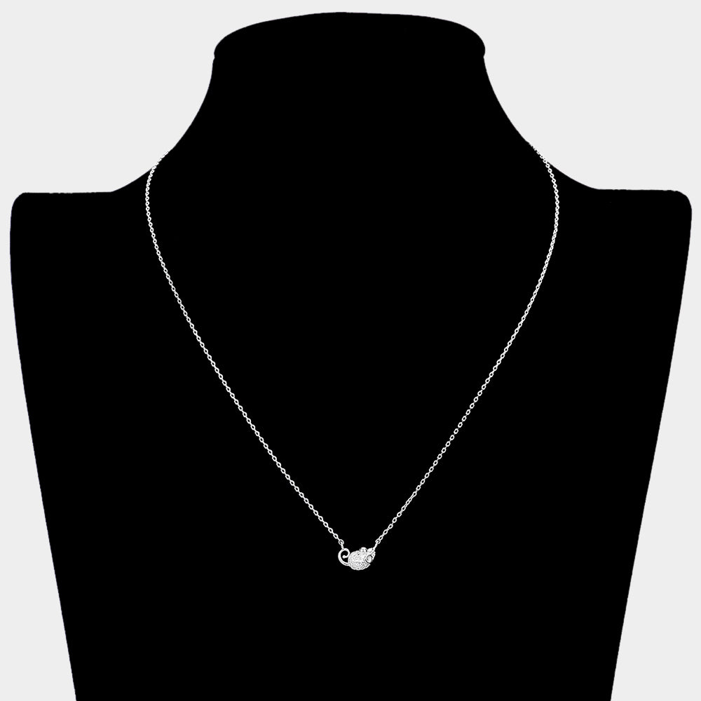 iLLASPARKZ Lunar 12 Zodiac White Gold Dipped CZ Rat Pendant Necklace