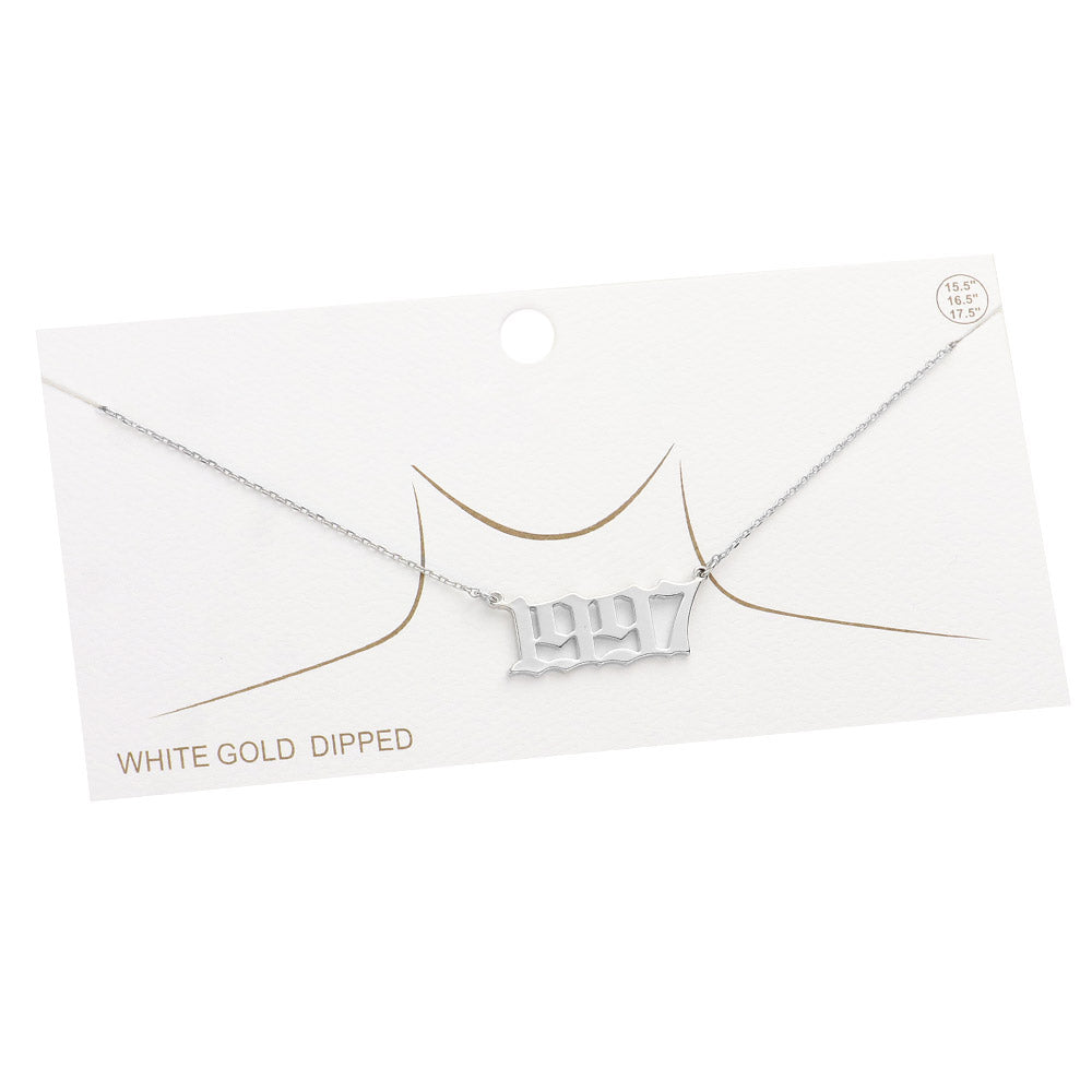 iLLASPARKZ White Gold Dipped 1997 Birth Year Plate Pendant Necklace