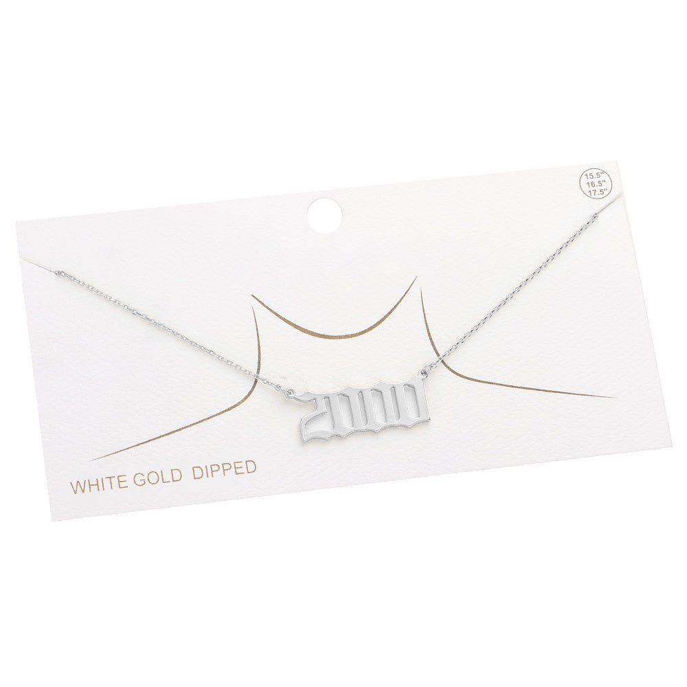iLLASPARKZ White Gold Dipped 2000 Birth Year Plate Pendant Necklace