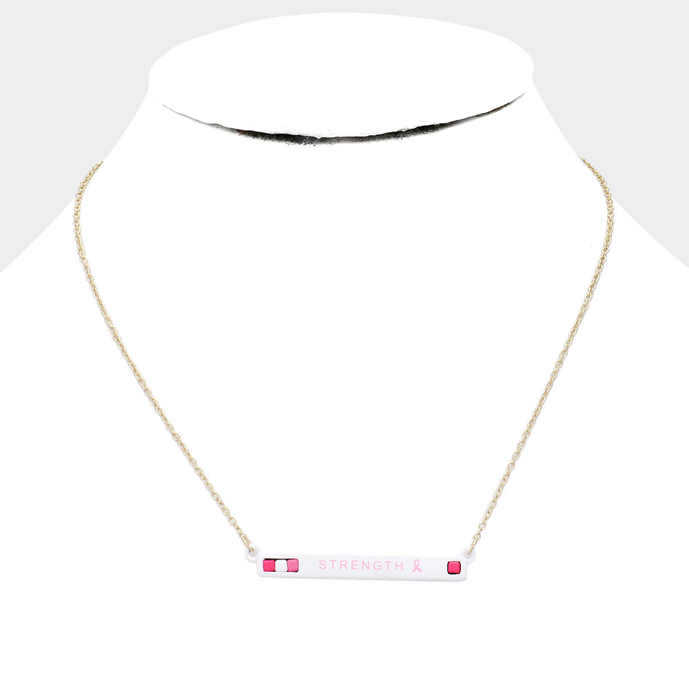 iLLASPARKZ Pink Ribbon Strength Cube Resin Pendant Necklace