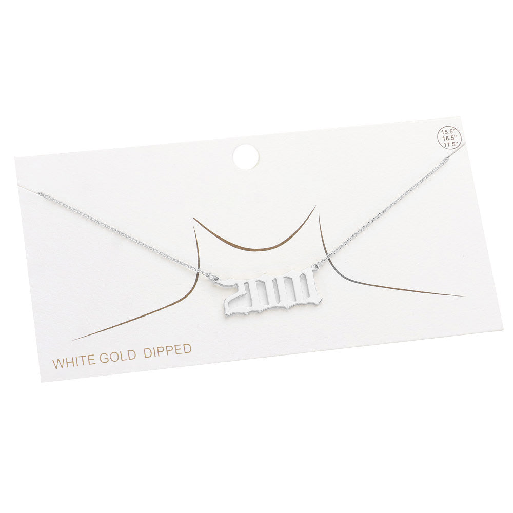 iLLASPARKZ White Gold Dipped 2001 Birth Year Plate Pendant Necklace
