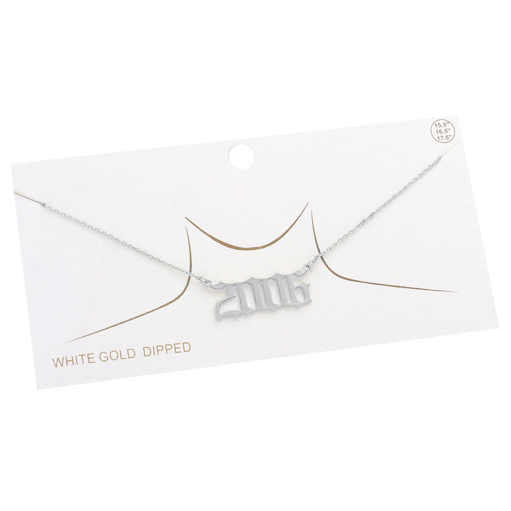 iLLASPARKZ White Gold Dipped 2006 Birth Year Plate Pendant Necklace