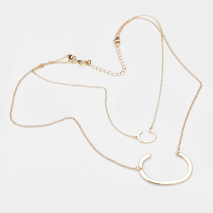 iLLASPARKZ -C- Initial Monogram 2Row Strand Double Detachable Chain Necklace