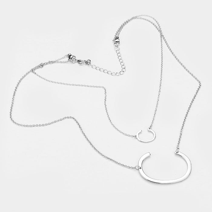 iLLASPARKZ -C- Initial Monogram 2Row Strand Double Detachable Chain Necklace