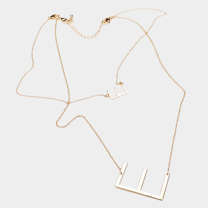 iLLASPARKZ -E- Initial Monogram 2Row Strand Double Detachable Chain Necklace