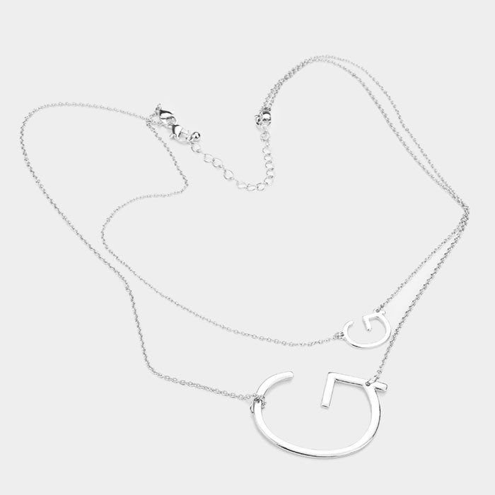 iLLASPARKZ -G- Initial Monogram 2Row Strand Double Detachable Chain Necklace