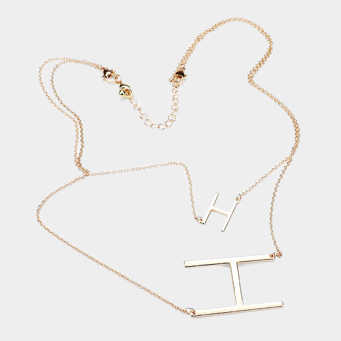 iLLASPARKZ -H- Initial Monogram 2Row Strand Double Detachable Chain Necklace