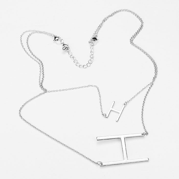 iLLASPARKZ -H- Initial Monogram 2Row Strand Double Detachable Chain Necklace