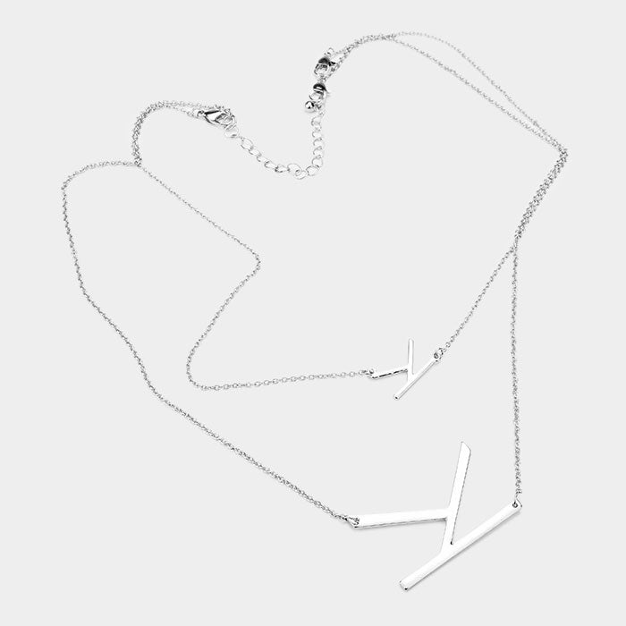 iLLASPARKZ 2Row Strand Double Monogram Detachable Chain Necklace