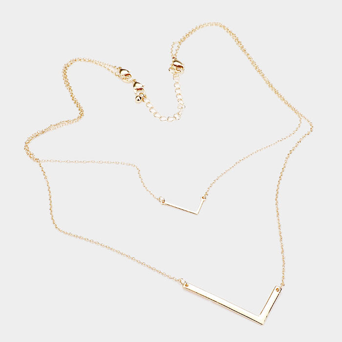 iLLASPARKZ -L- Initial Monogram 2Row Strand Double Detachable Chain Necklace