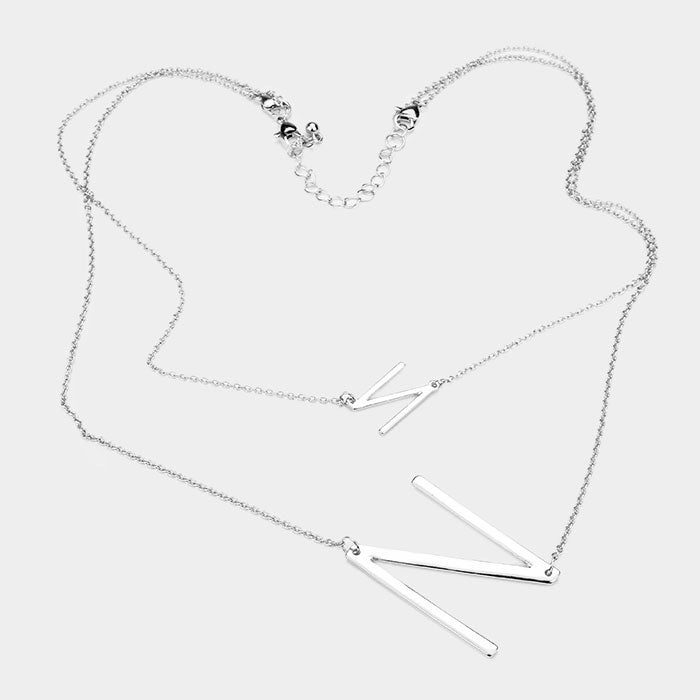 iLLASPARKZ -N- Initial Monogram 2Row Strand Double Detachable Chain Necklace