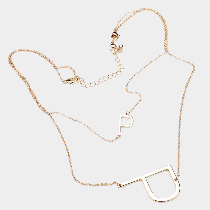 iLLASPARKZ -P- Initial Monogram 2Row Strand Double Detachable Chain Necklace