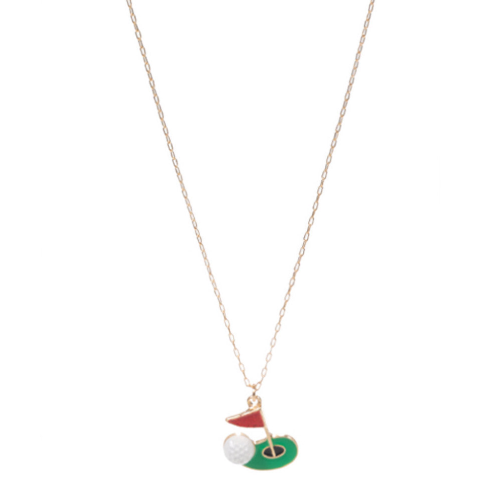 iLLASPARKZ Enamel Golf Ball Hole Flag Pendant Necklace