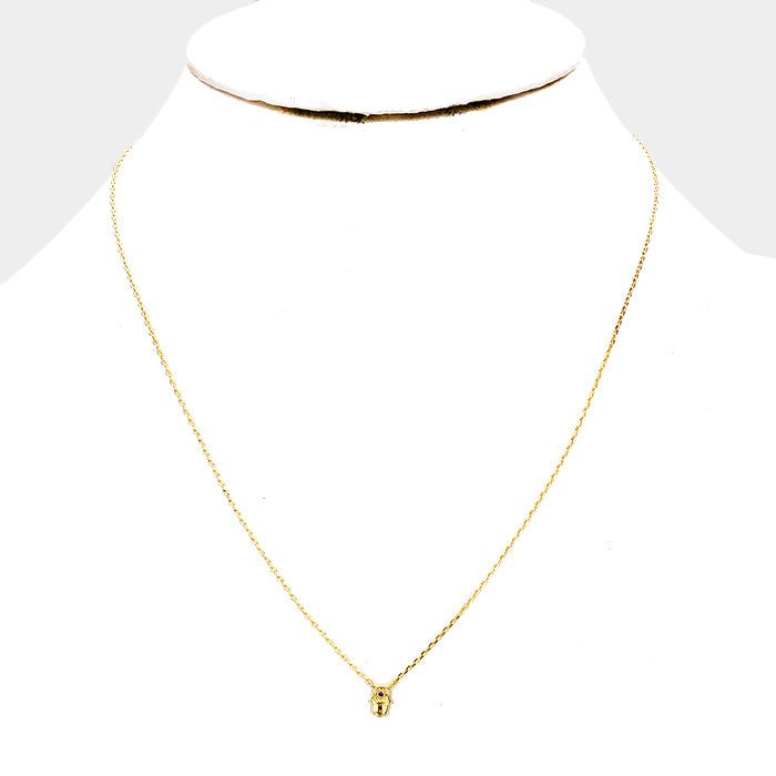 iLLASPARKZ Secret Box _ 14K Gold Dipped CZ Hamsa Hand Pendant Necklace